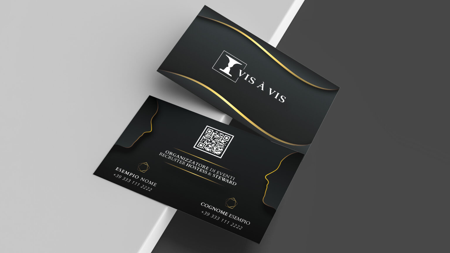 Bigliettini da visita personalizzati, grafica su richiesta del cliente con stile moderno e accattivante.
